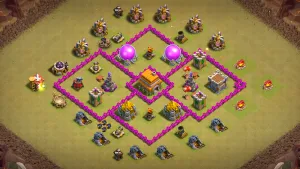 th6 anti-2 war base with split Air Defenses outside Cannons and Mortar distorting troop paths with direct copy link to your clash of clans