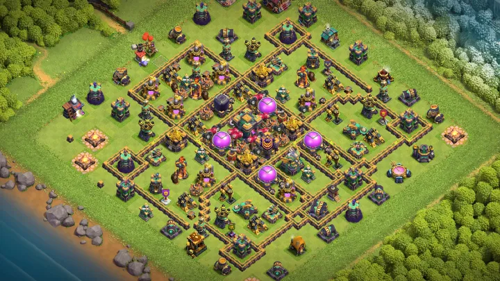 th14 anti 3 star farming base layout with copy link in clash of clans - coc town hall 14 base