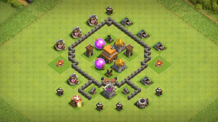 th4 anti-2 farming base with large compartments core Air Defense spring traps and mortar coverage with direct copy link to your clash of clans