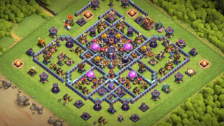 th15 anti 2 star farming base layout with copy link in clash of clans - coc town hall 15 base