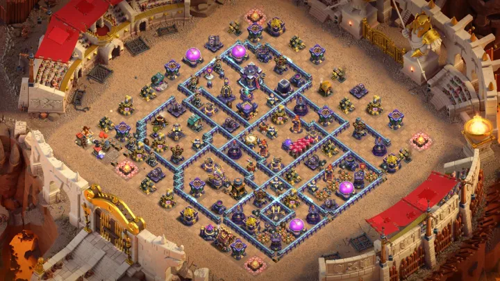 th15 anti 3 star cwl base layout with copy link in clash of clans - coc town hall 15 base