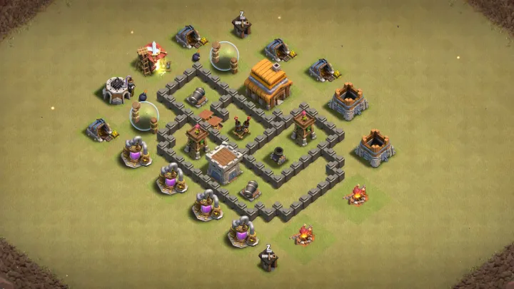 th4 anti-3 cwl base with asymmetric layout core Air Defense and spring trap funnel with direct copy link to your clash of clans
