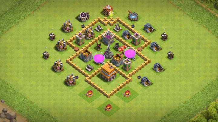 th5 anti-3 farming base with diamond open walls and traps against Giants Balloons and Wall Breakers with direct copy link to your clash of clans