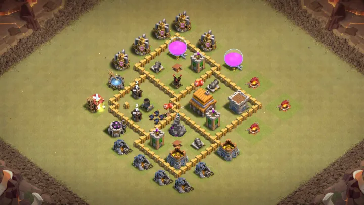 th5 anti-3 war base with isolated Mortar and Wizard Tower crossfire plus split Red Air Bombs with direct copy link to your clash of clans