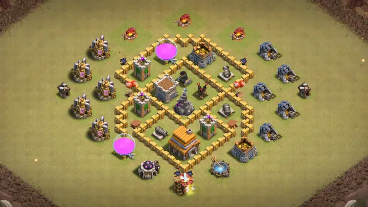 th5 anti-3 cwl base with diamond open compartments baiting Giants into Spring Traps with direct copy link to your clash of clans