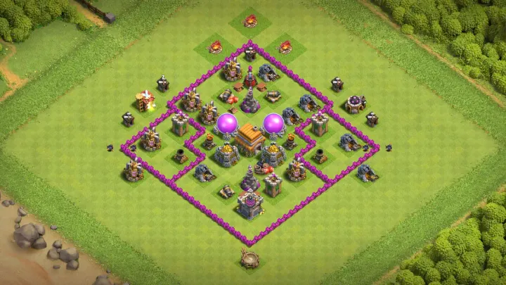 th6 anti-2 farming base with wide compartments split Air Defenses Spring Traps and Red Air Bombs with direct copy link to your clash of clans
