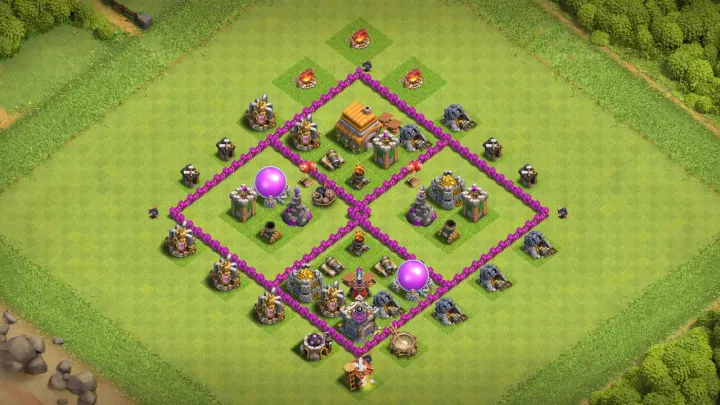 th6 anti 3 star farming base layout with copy link in clash of clans - coc town hall 6 base
