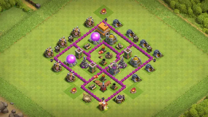 th6 anti 3 star farming base layout with copy link in clash of clans - coc town hall 6 base