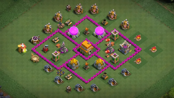 th6 anti-2 war base with split Air Defenses outside Cannons and Mortar distorting troop paths with direct copy link to your clash of clans