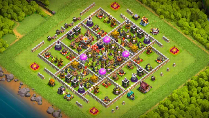 th11 anti 3 star farming base layout with copy link in clash of clans - coc town hall 11 base